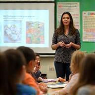 Nutritionist presenting at a Manchester school