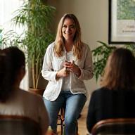 Wellness coach guiding a group workshop